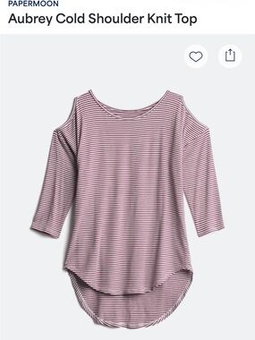 Stitch Fix-Papermoon Striped Cold-Shoulder Knit Tunic in Burgandy and White